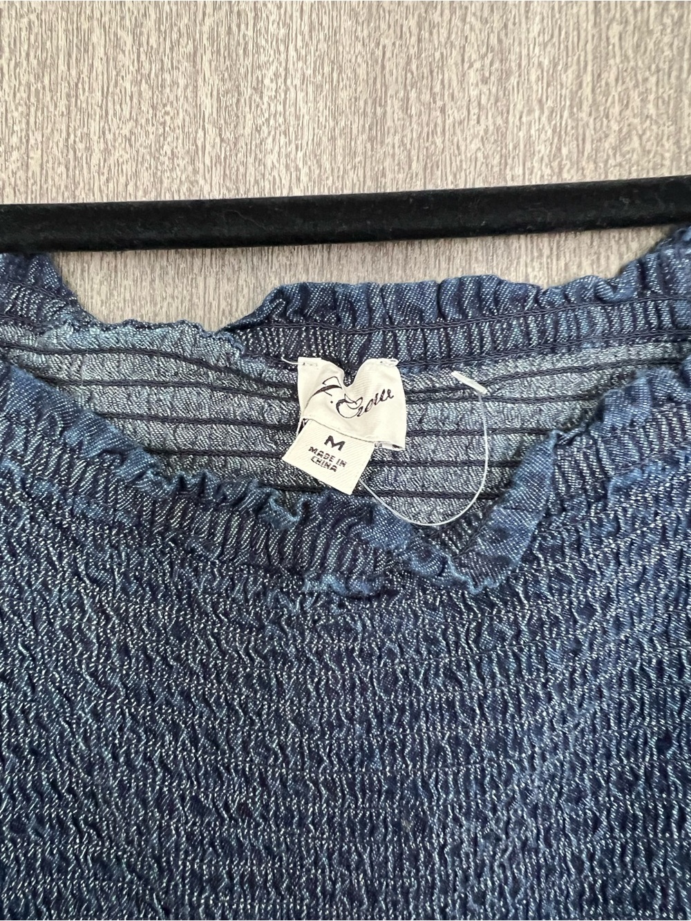 J. Crew Indigo Smocked Peasant Blouse jeans - Picture 3 of 4